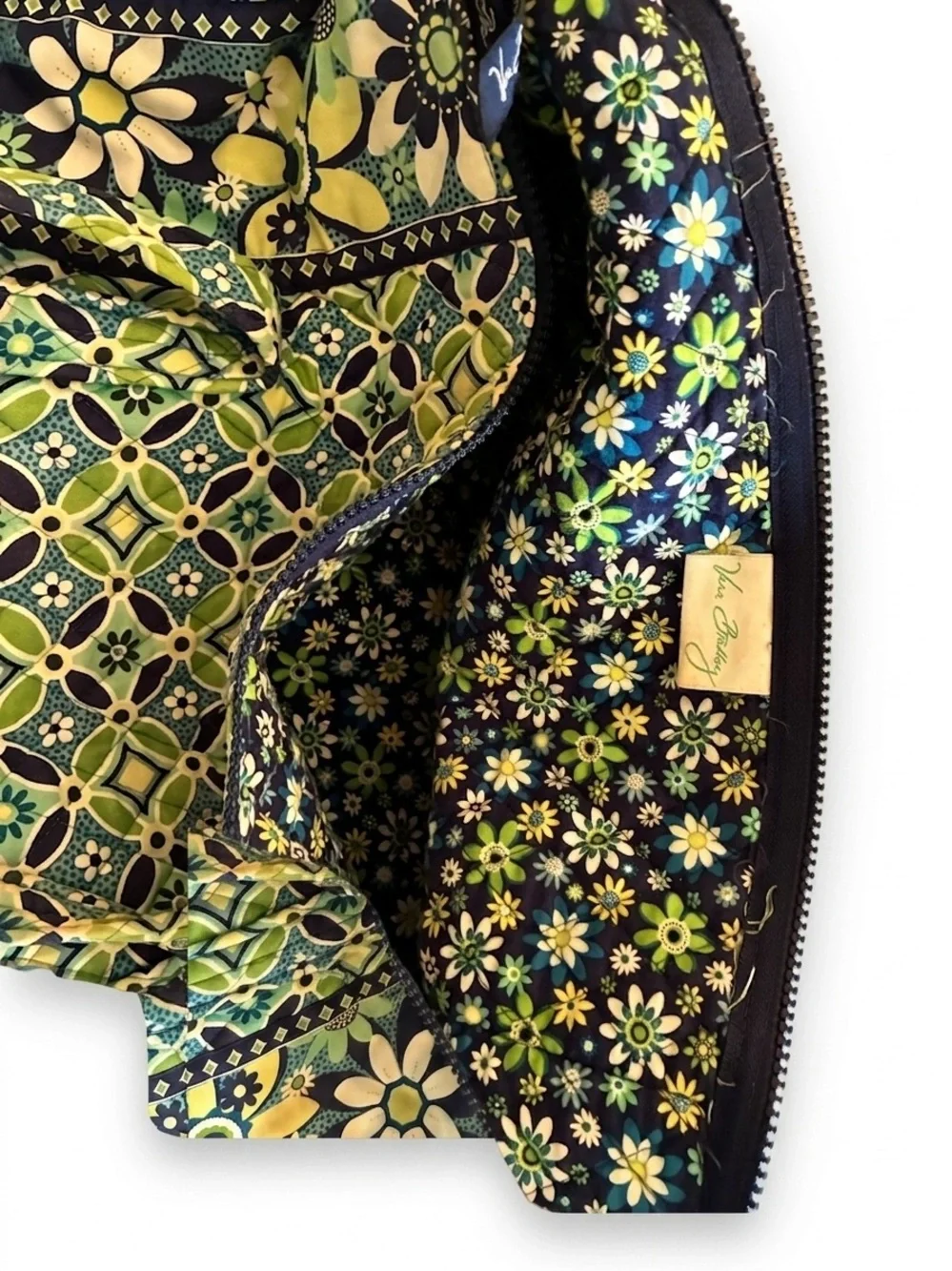 Vera Bradley Blue Green Floral Quilted Duffle - Picture 2 of 4